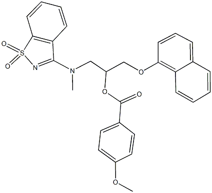 2-[(1,1-dioxido-1,2-benzisothiazol-3-yl)(methyl)amino]-1-[(1-naphthyloxy)methyl]ethyl 4-methoxybenzoate Struktur