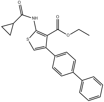 ethyl 4-[1,1'-biphenyl]-4-yl-2-[(cyclopropylcarbonyl)amino]-3-thiophenecarboxylate Struktur