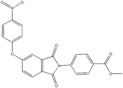 methyl 4-(5-{4-nitrophenoxy}-1,3-dioxo-1,3-dihydro-2H-isoindol-2-yl)benzoate Struktur