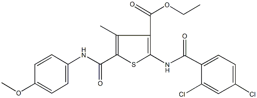 ethyl 2-[(2,4-dichlorobenzoyl)amino]-5-[(4-methoxyanilino)carbonyl]-4-methyl-3-thiophenecarboxylate Struktur