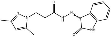 3-(3,5-dimethyl-1H-pyrazol-1-yl)-N'-(2-oxo-1,2-dihydro-3H-indol-3-ylidene)propanohydrazide Struktur