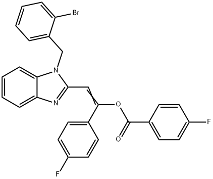 2-[1-(2-bromobenzyl)-1H-benzimidazol-2-yl]-1-(4-fluorophenyl)vinyl 4-fluorobenzoate Struktur