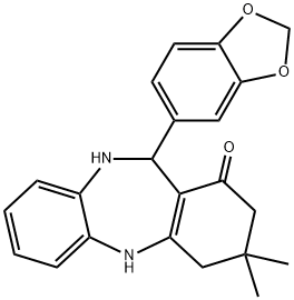 11-(1,3-benzodioxol-5-yl)-3,3-dimethyl-2,3,4,5,10,11-hexahydro-1H-dibenzo[b,e][1,4]diazepin-1-one Struktur