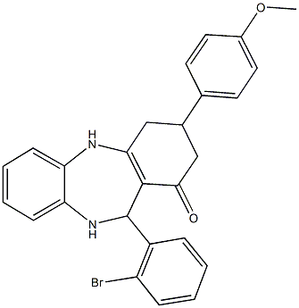 11-(2-bromophenyl)-3-(4-methoxyphenyl)-2,3,4,5,10,11-hexahydro-1H-dibenzo[b,e][1,4]diazepin-1-one Struktur