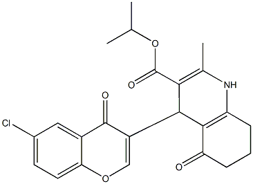 isopropyl 4-(6-chloro-4-oxo-4H-chromen-3-yl)-2-methyl-5-oxo-1,4,5,6,7,8-hexahydro-3-quinolinecarboxylate Struktur