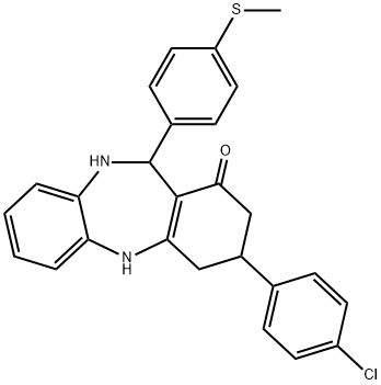 3-(4-chlorophenyl)-11-[4-(methylsulfanyl)phenyl]-2,3,4,5,10,11-hexahydro-1H-dibenzo[b,e][1,4]diazepin-1-one Struktur