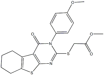 methyl {[3-(4-methoxyphenyl)-4-oxo-3,4,5,6,7,8-hexahydro[1]benzothieno[2,3-d]pyrimidin-2-yl]sulfanyl}acetate Struktur