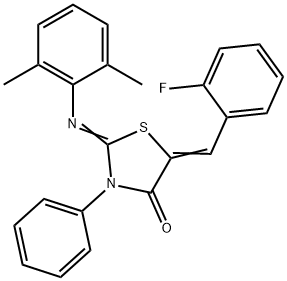 2-[(2,6-dimethylphenyl)imino]-5-(2-fluorobenzylidene)-3-phenyl-1,3-thiazolidin-4-one Struktur