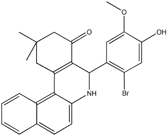 5-(2-bromo-4-hydroxy-5-methoxyphenyl)-2,2-dimethyl-2,3,5,6-tetrahydrobenzo[a]phenanthridin-4(1H)-one Struktur