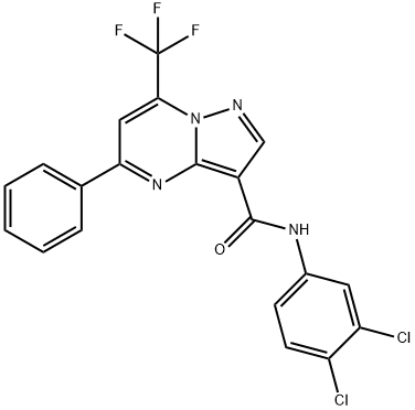 N-(3,4-dichlorophenyl)-5-phenyl-7-(trifluoromethyl)pyrazolo[1,5-a]pyrimidine-3-carboxamide Struktur