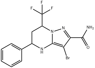 3-bromo-5-phenyl-7-(trifluoromethyl)-4,5,6,7-tetrahydropyrazolo[1,5-a]pyrimidine-2-carboxamide Struktur