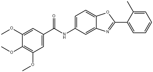 3,4,5-trimethoxy-N-[2-(2-methylphenyl)-1,3-benzoxazol-5-yl]benzamide Struktur