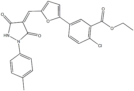 ethyl 2-chloro-5-(5-{[1-(4-methylphenyl)-3,5-dioxo-4-pyrazolidinylidene]methyl}-2-furyl)benzoate Struktur