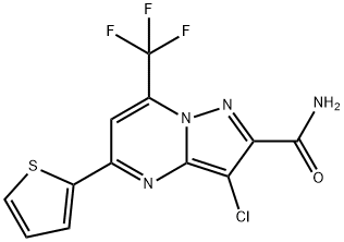 3-chloro-5-(2-thienyl)-7-(trifluoromethyl)pyrazolo[1,5-a]pyrimidine-2-carboxamide Struktur