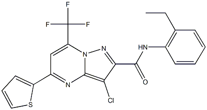 3-chloro-N-(2-ethylphenyl)-5-(2-thienyl)-7-(trifluoromethyl)pyrazolo[1,5-a]pyrimidine-2-carboxamide Struktur