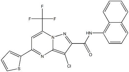 3-chloro-N-(1-naphthyl)-5-(2-thienyl)-7-(trifluoromethyl)pyrazolo[1,5-a]pyrimidine-2-carboxamide Struktur