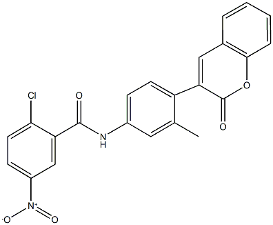 2-chloro-5-nitro-N-[3-methyl-4-(2-oxo-2H-chromen-3-yl)phenyl]benzamide Struktur