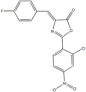 2-{2-chloro-4-nitrophenyl}-4-(4-fluorobenzylidene)-1,3-oxazol-5(4H)-one Struktur