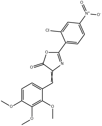 2-{2-chloro-4-nitrophenyl}-4-(2,3,4-trimethoxybenzylidene)-1,3-oxazol-5(4H)-one Struktur