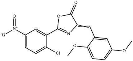 2-{2-chloro-5-nitrophenyl}-4-(2,5-dimethoxybenzylidene)-1,3-oxazol-5(4H)-one Struktur