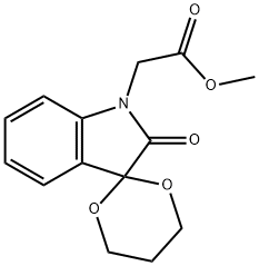 methyl (2'-oxo-2',3'-dihydrospiro[1,3-dioxane-2,3'-(1'H)-indol]-1'-yl)acetate Struktur