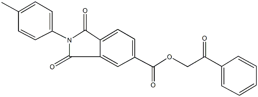 2-oxo-2-phenylethyl 2-(4-methylphenyl)-1,3-dioxoisoindoline-5-carboxylate Struktur