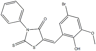 5-(5-bromo-2-hydroxy-3-methoxybenzylidene)-3-phenyl-2-thioxo-1,3-thiazolidin-4-one Struktur