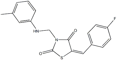 5-(4-fluorobenzylidene)-3-(3-toluidinomethyl)-1,3-thiazolidine-2,4-dione Struktur