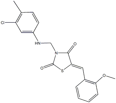 3-[(3-chloro-4-methylanilino)methyl]-5-(2-methoxybenzylidene)-1,3-thiazolidine-2,4-dione Struktur