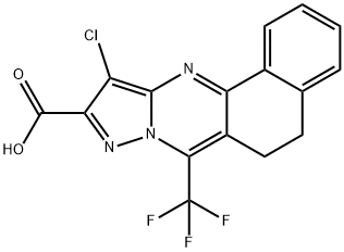 11-chloro-7-(trifluoromethyl)-5,6-dihydrobenzo[h]pyrazolo[5,1-b]quinazoline-10-carboxylic acid Struktur