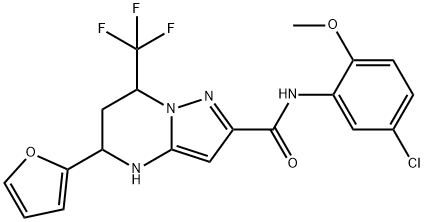 N-(5-chloro-2-methoxyphenyl)-5-(2-furyl)-7-(trifluoromethyl)-4,5,6,7-tetrahydropyrazolo[1,5-a]pyrimidine-2-carboxamide Struktur