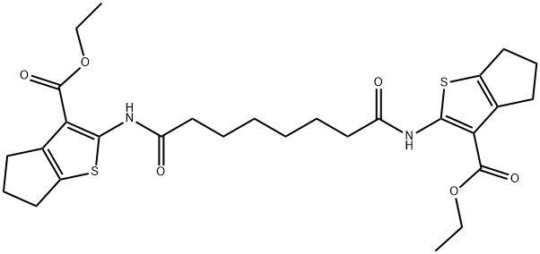 ethyl 2-[(8-{[3-(ethoxycarbonyl)-5,6-dihydro-4H-cyclopenta[b]thien-2-yl]amino}-8-oxooctanoyl)amino]-5,6-dihydro-4H-cyclopenta[b]thiophene-3-carboxylate Struktur