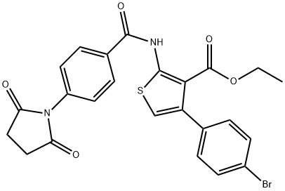 ethyl 4-(4-bromophenyl)-2-{[4-(2,5-dioxo-1-pyrrolidinyl)benzoyl]amino}-3-thiophenecarboxylate Struktur