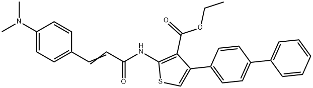 ethyl 4-[1,1'-biphenyl]-4-yl-2-({3-[4-(dimethylamino)phenyl]acryloyl}amino)-3-thiophenecarboxylate Struktur