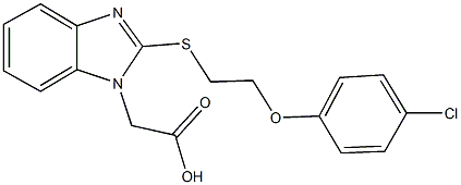 (2-{[2-(4-chlorophenoxy)ethyl]sulfanyl}-1H-benzimidazol-1-yl)acetic acid Struktur