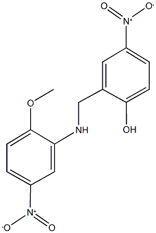 4-nitro-2-({5-nitro-2-methoxyanilino}methyl)phenol Struktur