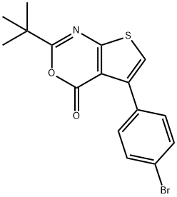 5-(4-bromophenyl)-2-tert-butyl-4H-thieno[2,3-d][1,3]oxazin-4-one Struktur