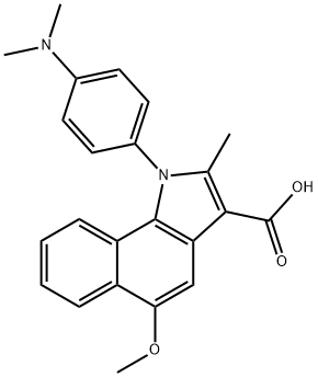 1-[4-(dimethylamino)phenyl]-5-methoxy-2-methyl-1H-benzo[g]indole-3-carboxylic acid Struktur