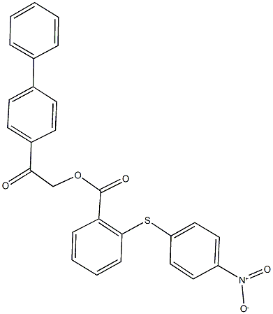 2-[1,1'-biphenyl]-4-yl-2-oxoethyl 2-({4-nitrophenyl}sulfanyl)benzoate Struktur