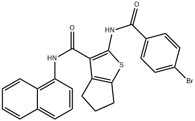 2-[(4-bromobenzoyl)amino]-N-(1-naphthyl)-5,6-dihydro-4H-cyclopenta[b]thiophene-3-carboxamide Struktur