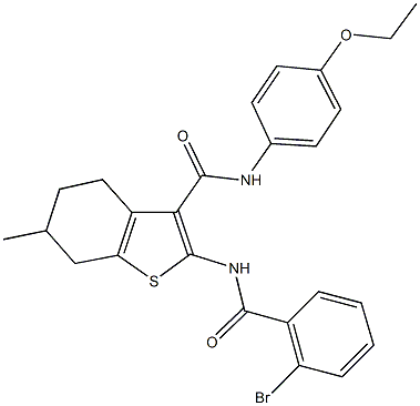 2-[(2-bromobenzoyl)amino]-N-(4-ethoxyphenyl)-6-methyl-4,5,6,7-tetrahydro-1-benzothiophene-3-carboxamide Struktur