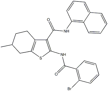 2-[(2-bromobenzoyl)amino]-6-methyl-N-(1-naphthyl)-4,5,6,7-tetrahydro-1-benzothiophene-3-carboxamide Struktur