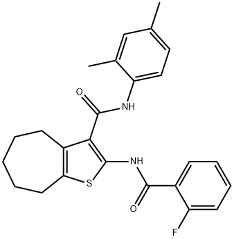 N-(2,4-dimethylphenyl)-2-[(2-fluorobenzoyl)amino]-5,6,7,8-tetrahydro-4H-cyclohepta[b]thiophene-3-carboxamide Struktur