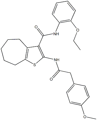 N-(2-ethoxyphenyl)-2-{[(4-methoxyphenyl)acetyl]amino}-5,6,7,8-tetrahydro-4H-cyclohepta[b]thiophene-3-carboxamide Struktur