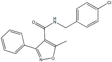 N-(4-chlorobenzyl)-5-methyl-3-phenyl-4-isoxazolecarboxamide Struktur