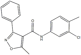 N-(3-chloro-4-methylphenyl)-5-methyl-3-phenyl-4-isoxazolecarboxamide Struktur