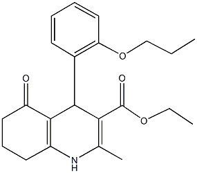 ethyl 2-methyl-5-oxo-4-(2-propoxyphenyl)-1,4,5,6,7,8-hexahydro-3-quinolinecarboxylate Struktur