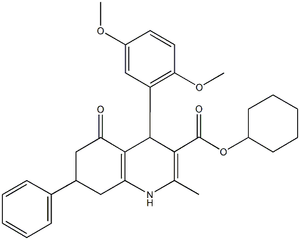 cyclohexyl 4-(2,5-dimethoxyphenyl)-2-methyl-5-oxo-7-phenyl-1,4,5,6,7,8-hexahydro-3-quinolinecarboxylate Struktur