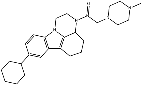 8-cyclohexyl-3-[(4-methyl-1-piperazinyl)acetyl]-2,3,3a,4,5,6-hexahydro-1H-pyrazino[3,2,1-jk]carbazole Struktur