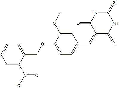 5-[4-({2-nitrobenzyl}oxy)-3-methoxybenzylidene]-2-thioxodihydro-4,6(1H,5H)-pyrimidinedione Struktur